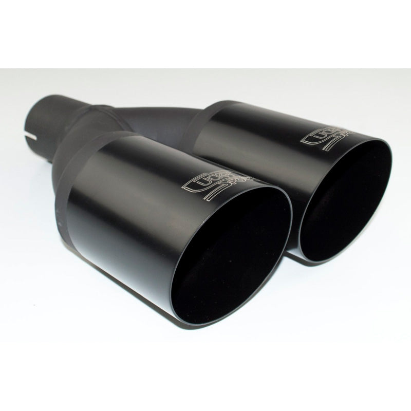 Ulter Sport, Ändrör - Dubbel rund Ø80mm Sned - Längd 280mm - Installation ->55mm - Black Inox